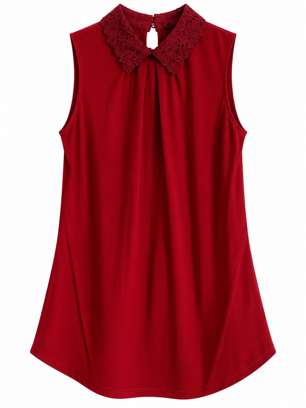 Karen Millen Red Sleeveless Top with Lace Collar